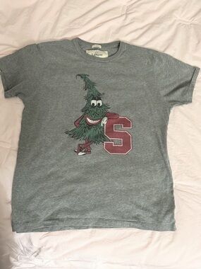 League Stanford University LeagueGray Tee with Green Tree Graphic and Maroon 'S'